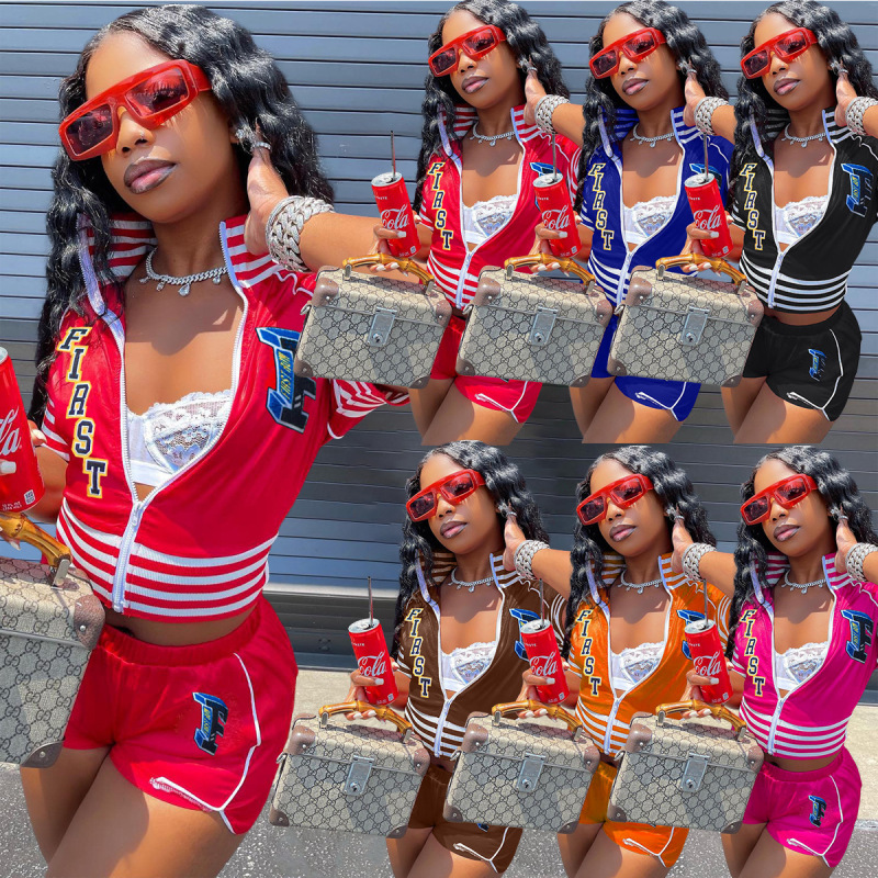 Custom 2 Piece Set Women Summer Skirts Tracksuit Two Piece Set Baseball Style Printings Outfit 2022 Plus Size Women Sets