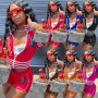Custom 2 Piece Set Women Summer Skirts Tracksuit Two Piece Set Baseball Style Printings Outfit 2022 Plus Size Women Sets