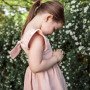 Summer Girls Ruffle Sleeve Dress Bow Princess Dress Organic Fabric Girls Dress