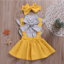 Conyson Princess Spring and Summer New kids Short Dot Sleeves Cotton Skirt 3pcs Boutique Baby Girl Clothes Sets For 1-6 Years