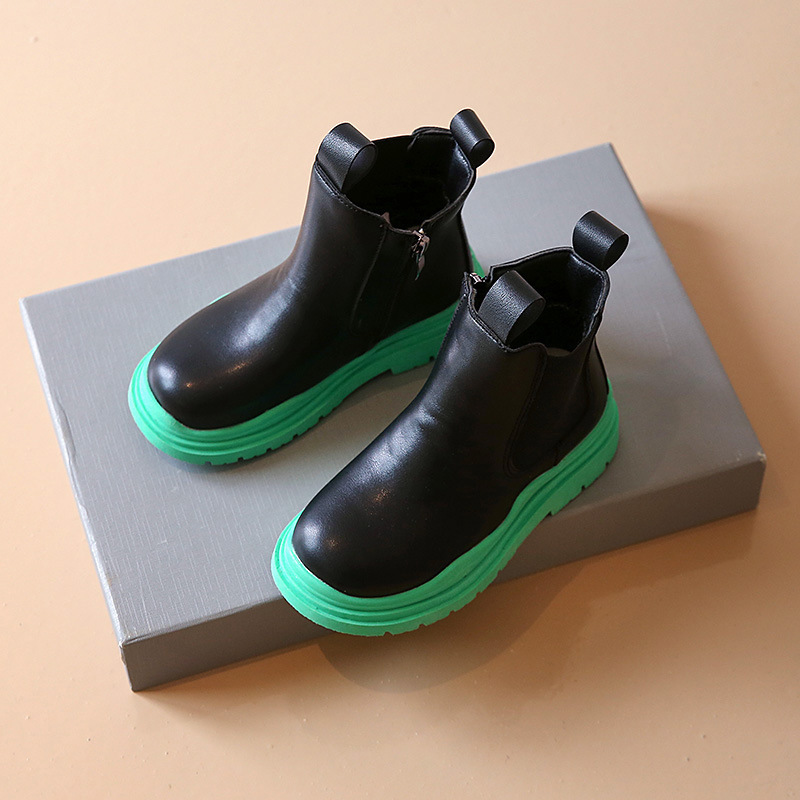 Conyson high quality infant kids korean fashion designer zipper martin boot boy girls autumn winter PU Leather outdoor shoes