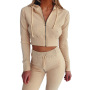 2023 Hot Sale New Design Fitness Spring Matching Sets Plus Slim Street Sexy Long Sleeve Luxury Sweatsuit exercise women 2pcs Set