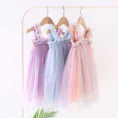 conyson wholesale new fashion sleeveless formal clothes party sequins sling strap frock summer tulle baby girls dress