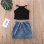 Conyson Fashion 1-6Y Toddler Kids Outfits Baby Clothes Set Black Vest Tank Top & Denim Mini Skirts Girl 2PCS Outfit