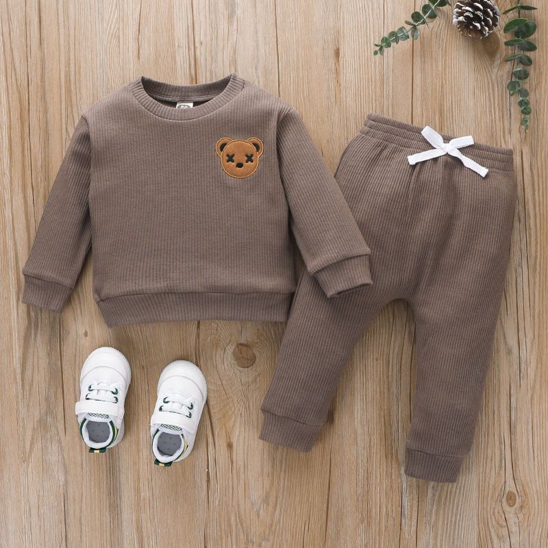 Conyson wholesale fall cotton baby kids korean designers unisex fashion boutique clothing suit boy girls winter clothes sets