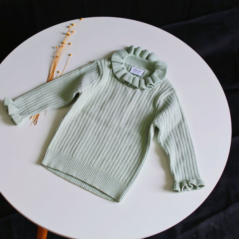 Cotton Winter Keep Warm Kids Clothes Girls Stylish Plain Baby Knitted Pullover Kids Girls Sweater Bottoming Shirt