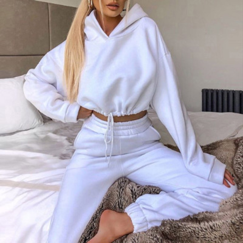Hot Sale Custom Logo Long Sleeve Hat Top Fit Pants Autumn and Winter Sports Casual Women Clothing Gym Joggers And Hoodie Set