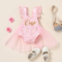 Conyson Lace Summer Cute Kid Baby Girls Romper Lace Off Shoulder Floral Romper Ruffle Bodysuit Jumpsuit girls ruffle Clothes