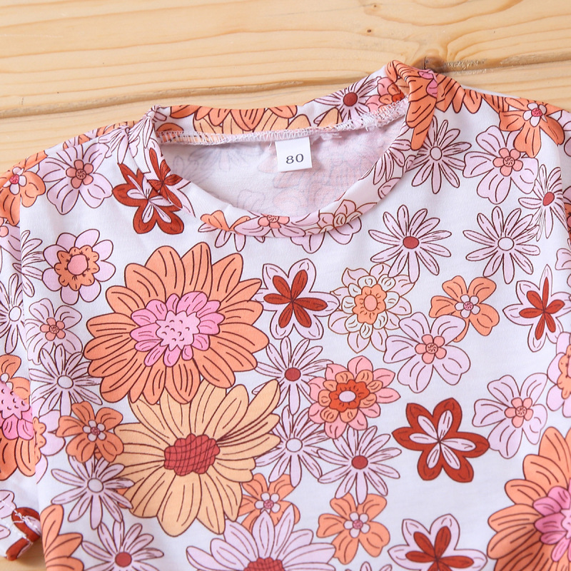 Conyson Summer 1-5Y Kids Girls Floral T-shirt Button Casual Outwear Shorts 2 Piece Printing Suit Children Girl Outfits Suits