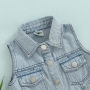 CONYSON summer rts fashion kids Toddler Single clothes sets wear Girl Sleeveless Baby Girls casual Jackets Denim button clothing