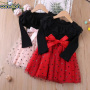 Conyson Stock Lots Spring Autumn Casual Style O-neck Long Sleeve 95% Cotton Soft DOT Lace Binding Baby Clothes Girl Dresses