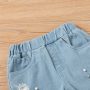 Conyson Wholesale spring autumn boutique children girls clothes hole pearl jeans sets toddler baby girls clothing sets