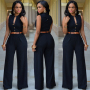 Summer Siamese Trousers Button Belt Sleeveless Pockets V neck Colourful Romper Suits Outfit 2022 Plus Size Women Casual Jumpsuit