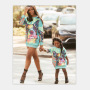 Digital Printing Cartoon Parent-Child Longline Mommy And Me Outfits Matching Pullover Baby Girl Sweatshirt Long Sleeve Dress