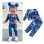 Conyson 1-6Y Summer Fashion Kids Girls 2pcs Clothes Sets Tie-Dye Printed Long Sleeve Bandage T Shirts+Pants Clothing