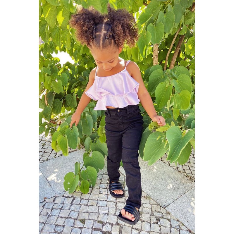 Conyson Designer Summer White Kid Girl Blouse Frill Bottoms Silk Vest Tops Solid Sleeveless Ruffle Baby Girls Crop Halter Top