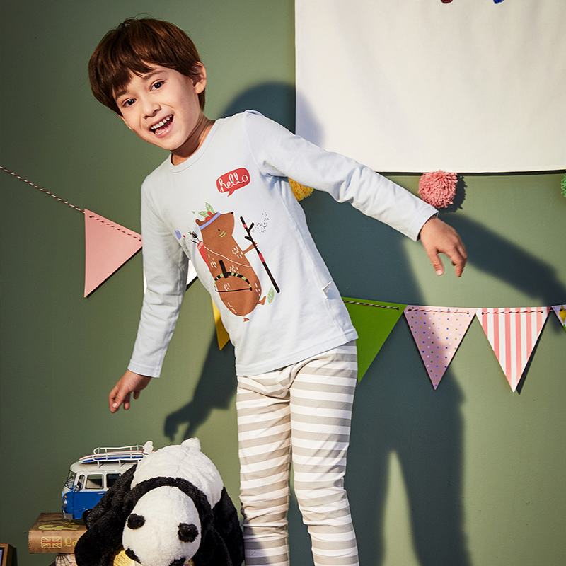 High Quality Knitted Breathable Anti-Static Cartoon Custom Cotton Two Piece Pajama Set