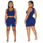 2023 Wholesale Tracksuit New Design Jogger Spring Plus Size Fitness Street Summer Sleeveless Sexy Two Pcs seamless Women Set