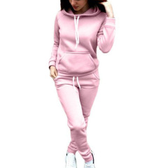 Wholesale Hot Sale High Quality Custom Tracksuit Long Sleeve Sport Gym Fleece Pullover Plain Crop Top Oversize Women's set