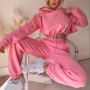 Hot Sale Custom Logo Long Sleeve Hat Top Fit Pants Autumn and Winter Sports Casual Women Clothing Gym Joggers And Hoodie Set