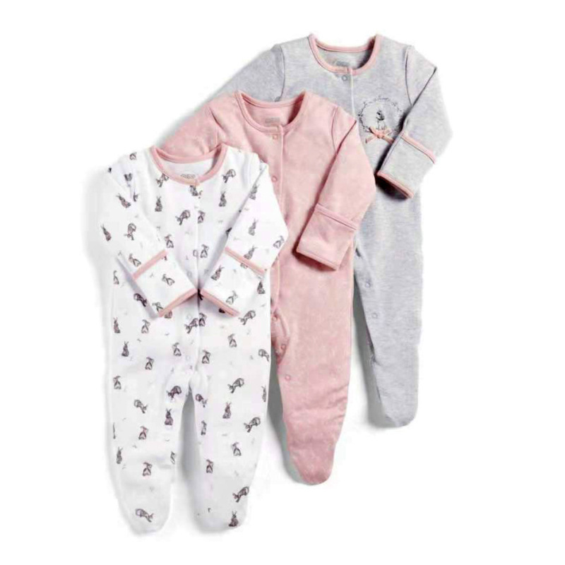 Spring Boutique Newborn Organic Cotton Baby Bodysuit Baby Footed Romper Set Infant Clothing Baby Rompers Long Sleeve