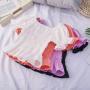 Conyson boutique Children's Kids Korean Fashion square Neck pure color Girl T-shirt fold Summer kids Girls clothing Tops T-shirt