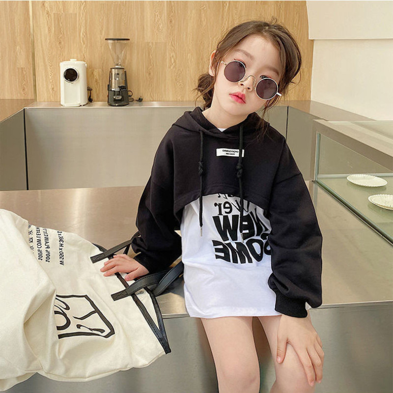Conyson Wholesale Girls Spring Summer Kids Clothing New Baby Girls Long Sleeves 2Pcs Short Hoodies Dress Clothing Skirt Set Kids