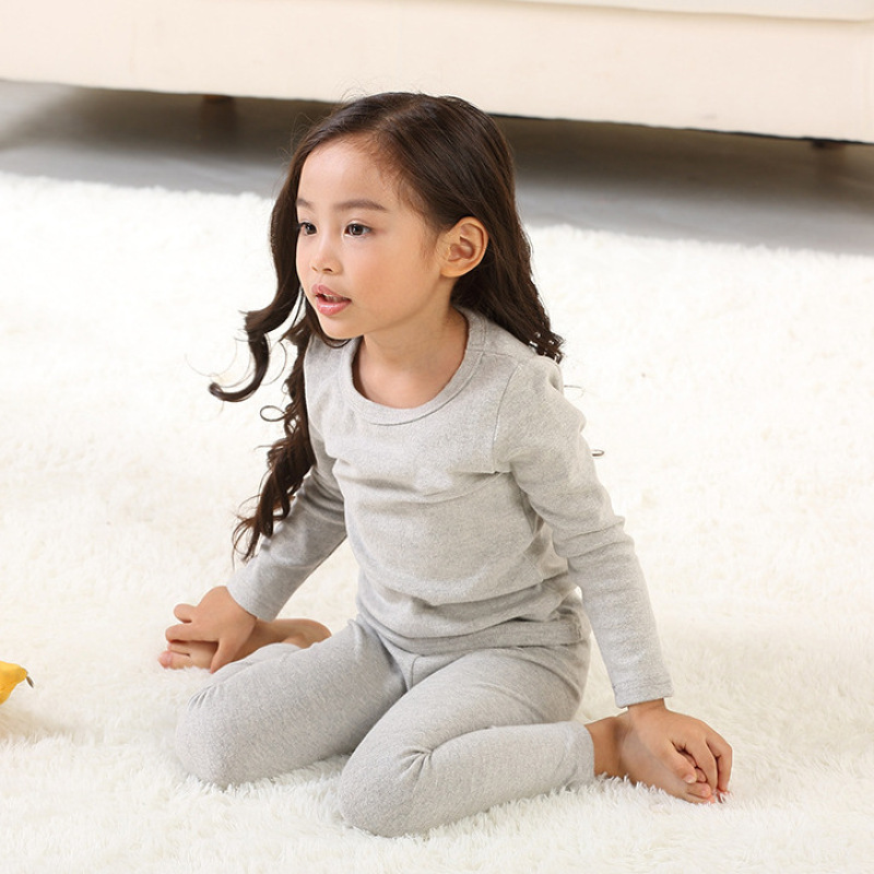 Customize Print Children Christmas Pajamas Thick Winter Cotton Knitted Girls' Sleepwear Kids Custom Blank Pajama Sets