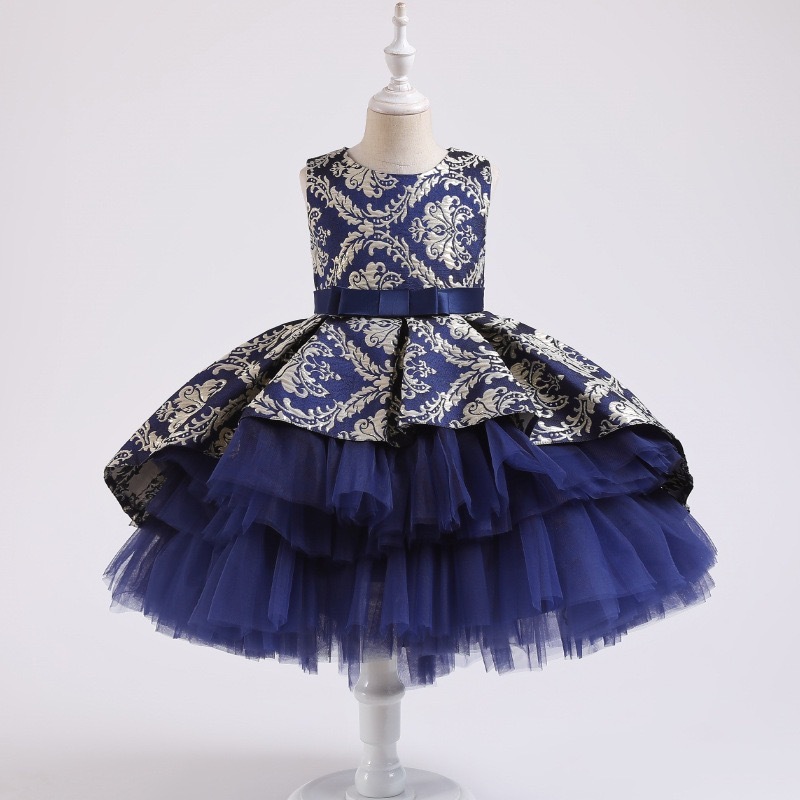 Noble Gorgeous Dress Sleeveless Little Kids Birthday Clothes Children Fashion New Design Luxury Flower Fancy Girls Party Dresses