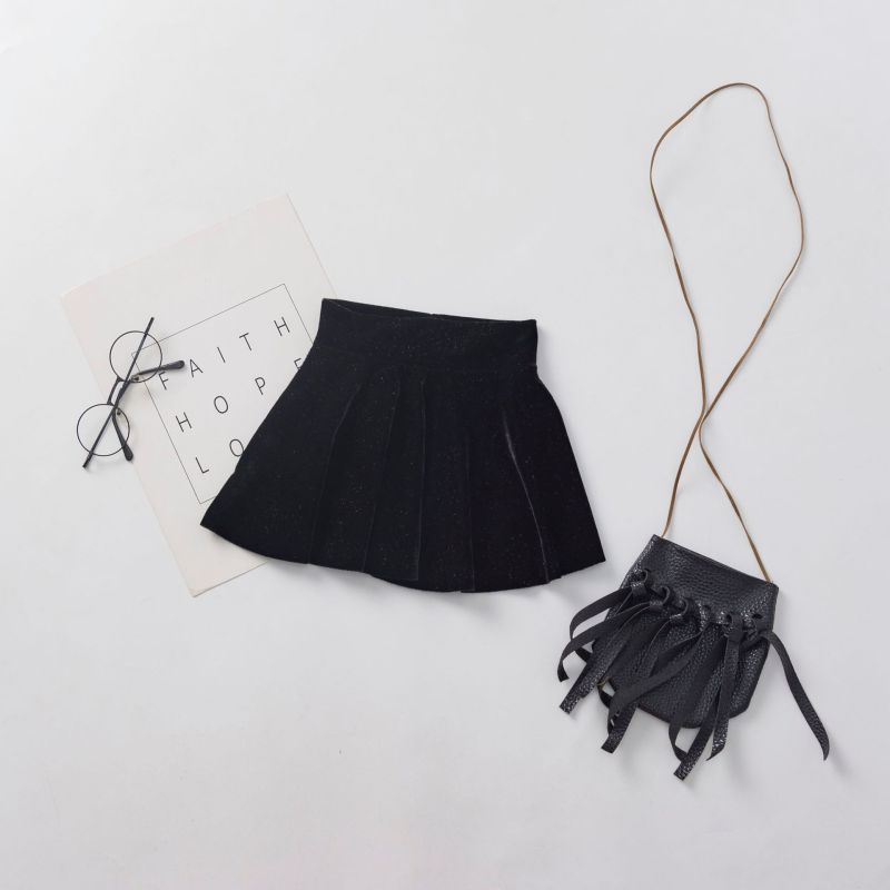 Conyson Hot New Spring Kids Toddler Clothes Baby Girls Half High-Waist Skirt Velvet Solid Pleated Princess Fall Warm Mini Skirt