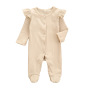 Fashion Hot Sale Solid Colornewborn Girls Boys Button Jumpsuit Cotton Long Sleeve Clothes Baby Boy Suits Set