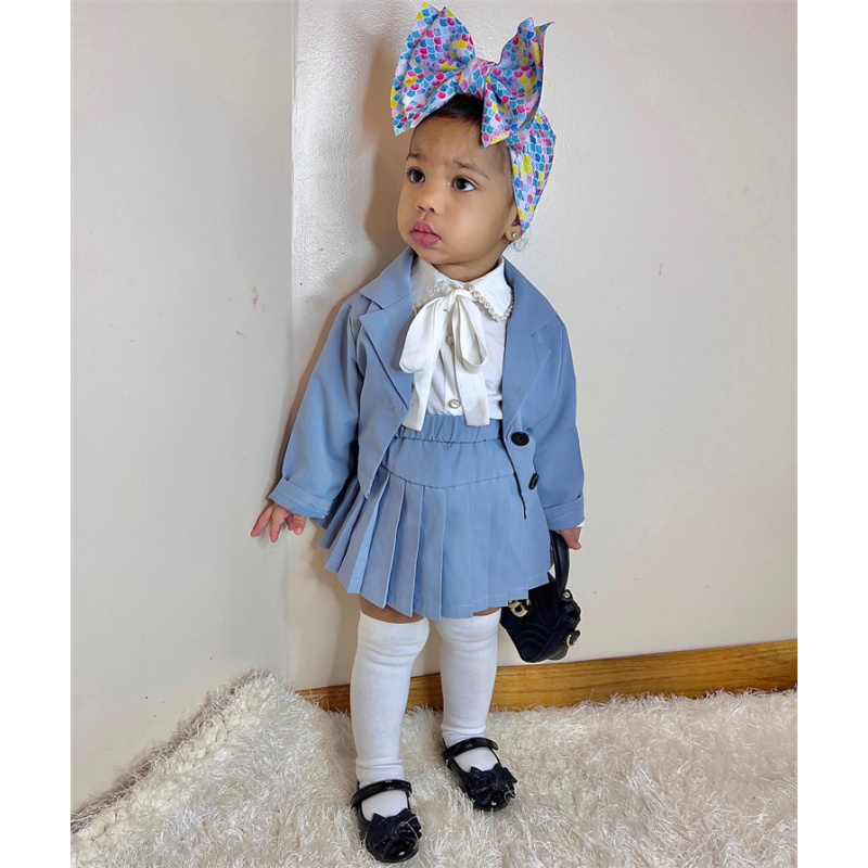 Conyson kids clothing wholesale children clothing 3pcs baby Little girl clothes sets Jacket+Vest And Skirt girls clothing sets