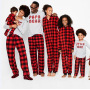 High Quality Custom 2 Pieces Knitted Kids Sleepwear mommy and me Plaid Pajamas Christmas Nightwear Sets