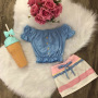 wholesale 2021 Popular Summer sweet children Print off-the-shoulder short Sleeve 2pcs baby Girl A-line band skirt clothing sets