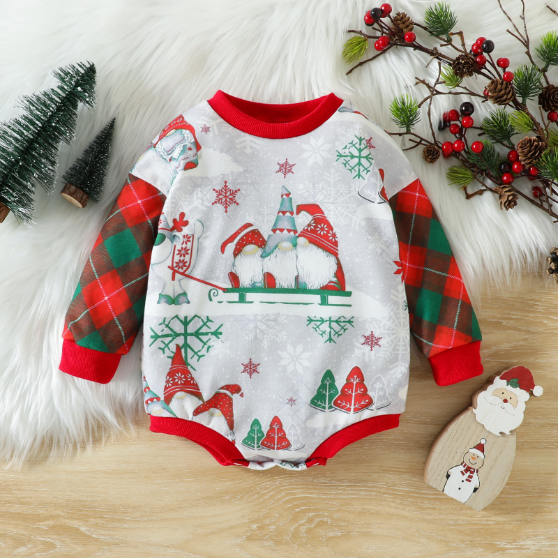 Conyson Christmas Baby Girls Boys Cotton Jumpsuits 0-24M  Letter Printed Long Sleeve Infant Baby sweatshirt Romper