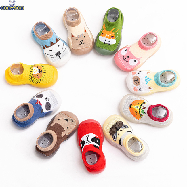 Conyson rts wholesale factory indoor spring Korean fashion design non-slip toddler baby boy girl soft soles walking animal shoes