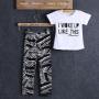 Conyson Hot Kids Summer Clothes Fashion Short Sleeve Letter Printed T-shirts+ Stripes Plaid Pants 2Pcs Baby Girls Clothing Set