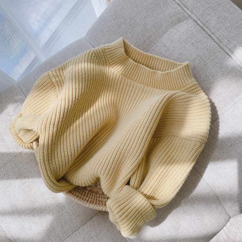 New kids girls Solid Color Knitted Pullover Sweater Candy Color Sweater Pullover Loose Children Casual Sweater Pullover