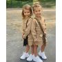 Conyson Boutique Kids Girls Clothing Sets Solid Jacket Shorts 2 Piece Casual Single Breasted Long Sleeve Top Short Girls Suits