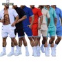 Conyson Slim Fit New Solid Active Wear Buttoned Short Sleeve Shirt Custom Uniform Tracksuit Two Piece Summer Short men Set