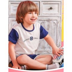 2020 Hot Sale 3-13Year Knitted O-Neck Korean Child Pajama Summer Kid Clothing Set For Boy