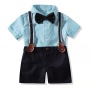 Conyson High Quality kids Summer Gentleman Short Sleeve Shirt+suspender Shorts 2pcs Outfits Baby Boys Pants Clothing Sets