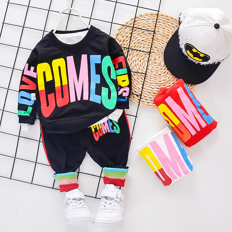 Conyson rts fashion autumn Boy kids boutique letters printing suits Baby Sports Tracksuits Clothing cotton Casual wholesale Suit