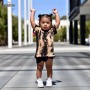 Conyson Wholesale Summer Toddle Boy Cotton Clothes Gold Print Top Baby Boys and Girls Short Sleeve T-shirts