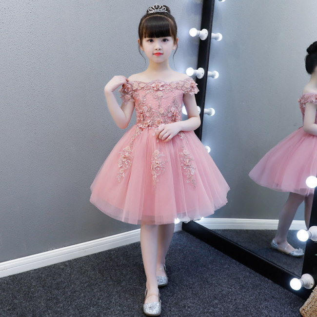 Factory Customization Polyester Cotton Sleeveless Birthday Party Flower Girl Long Mesh Dress