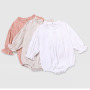 Conyson Wholesale New Kids Baby Clothes Spring Summer Long Sleeve One-piece Solid Linen Baby Girls Jumpsuit Colorful Rompers