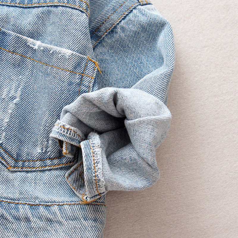 Custom Children Wear Baby Single Breasted Cotton Kids Cartoon Denim Jacket Toddler Girl Coats
