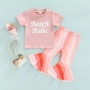 Conyson Fashion Summer Littler Girls Outfits Pink Short Sleeve T-Shirt Long Stripe Flower Pants Kids Girl Casual Clothes Suits
