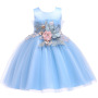 Conyson high quality rts boutique summer sleeveless Baby girl embroidery floral Birthday ball gown Kid Girl Princess Party Dress