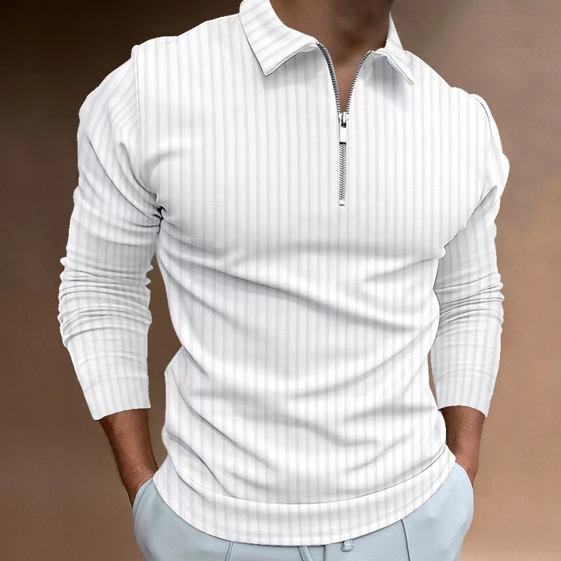 Conyson New Style Spring Autumn Pure Color Long Sleeve Fashion Stripe Splicing Custom Logo Sports Loose Golf Men's Polo T-shirts